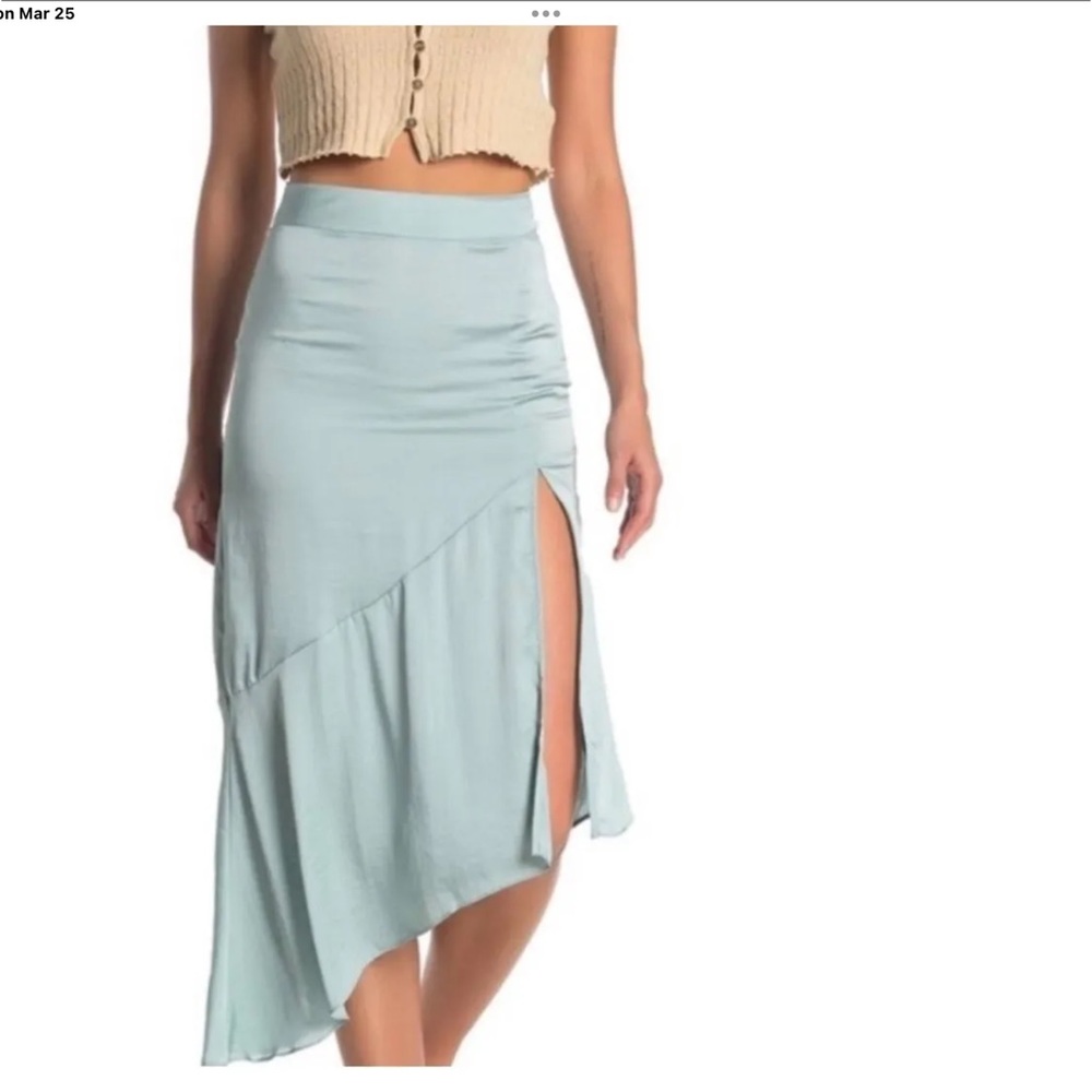 Free People Lola Midi Asymmetrical Skirt Sea Foam Green size 6